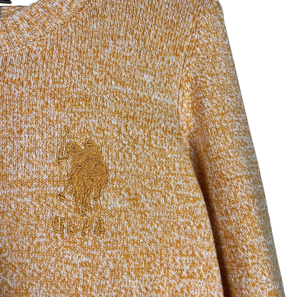 US Polo Assn Womens XS Orange Marled Crewneck Sweater Long Sleeve Pullover Logo - Picture 3 of 11